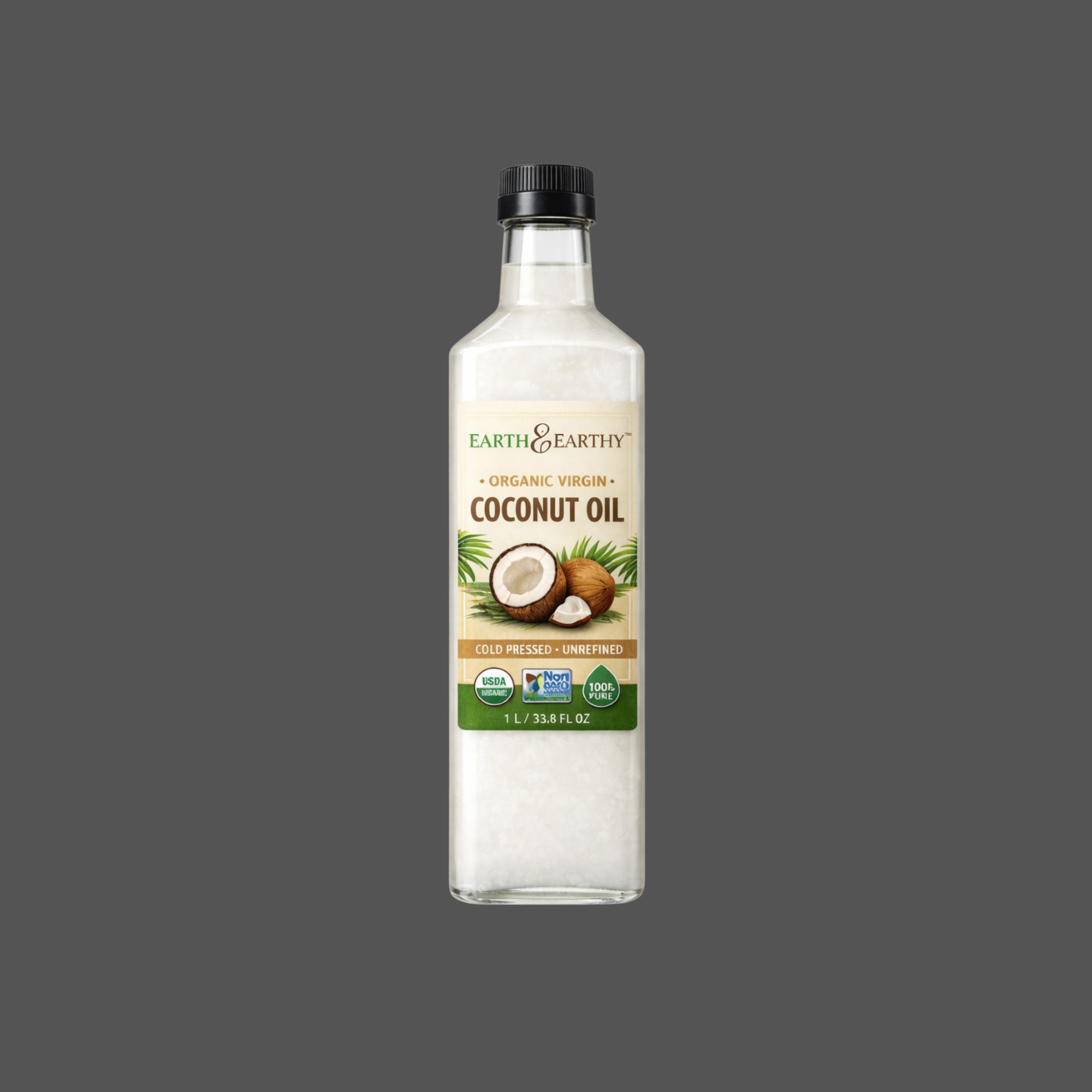 Earth & Earthy™ Organic Virgin Coconut Oil – Cold Pressed, Unrefined (1 Litre)
