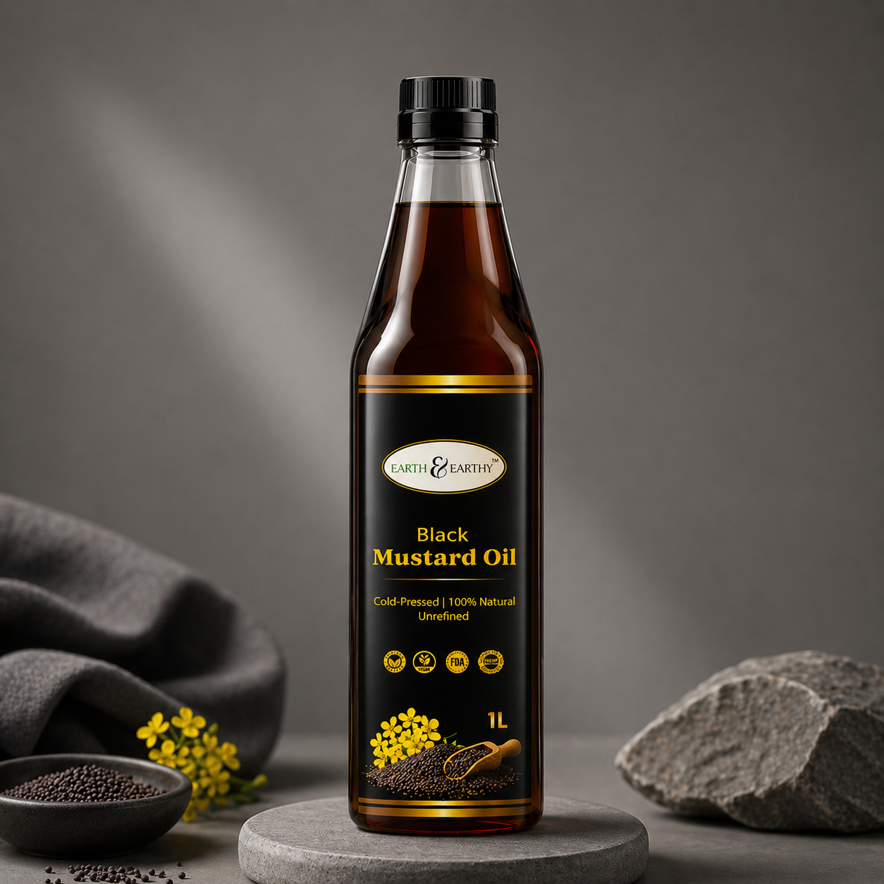 Organic Cold Pressed Black Mustard Oil | Earth & Earthy™