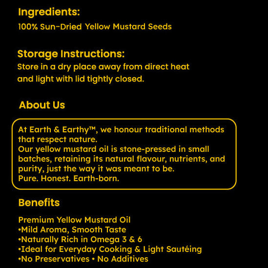 Earth & Earthy™ Premium Yellow Mustard Oil | Pure & Unrefined